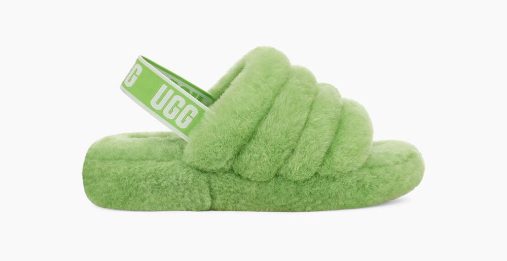 Ugg Slide Womens - Ugg Fluff Yeah Green - 804VXHPKS